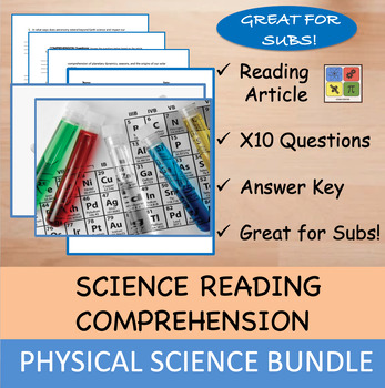 Preview of Physical Science - Reading Comprehension Articles & Questions - BUNDLE
