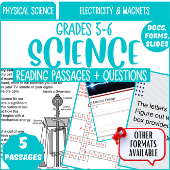 Preview of Physical Science Reading Comprehension Electricity and Magnets Digital Resources