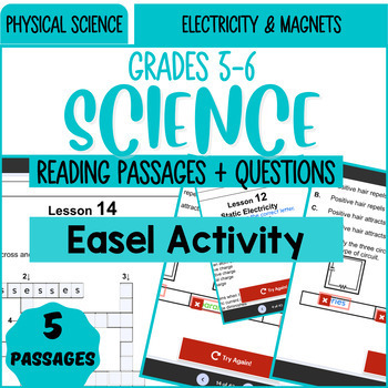 Preview of Physical Science Reading Comprehension Electricity and Magnets Easel Activity
