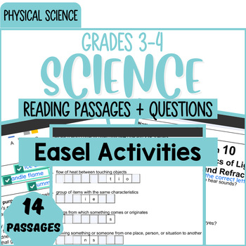 Preview of Physical Science Reading Comprehension Passages Easel Activity Bundle Grade 3-4