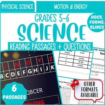 Preview of Physical Science Reading Comprehension Passages Motion & Energy Digital Resource