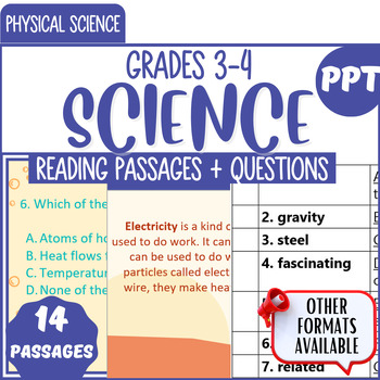 Preview of Physical Science Reading Comprehension Passages PowerPoint and Questions Bundle
