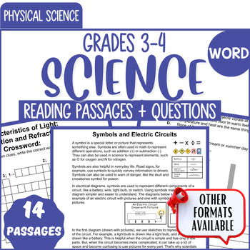 Preview of Physical Science Reading Comprehension Passages Word Document Bundle