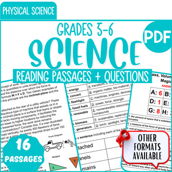 Preview of Physical Science Reading Comprehension Passages and Questions Bundle Grade 5-6