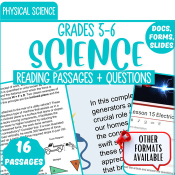 Preview of Physical Science Reading Comprehension Passages and Questions Digital Resources