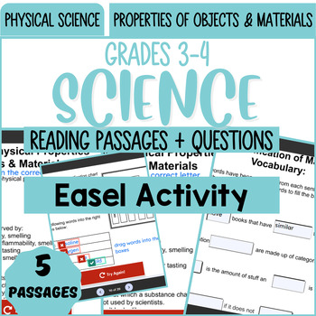 Preview of Physical Science Reading Easel Activity Properties of Objects and Materials