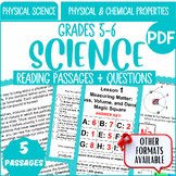 Physical Science Reading Passages: Physical and Chemical Properties Grades 5-6