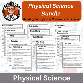 Preview of Physical Science Bundle Reading Passages and Questions Worksheets