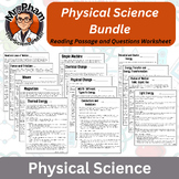 Physical Science Bundle Reading Passages and Questions Worksheets