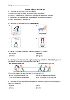 Preview of Physical Science - Review Quiz (90 Questions) | Easel Activity & Printable PDF