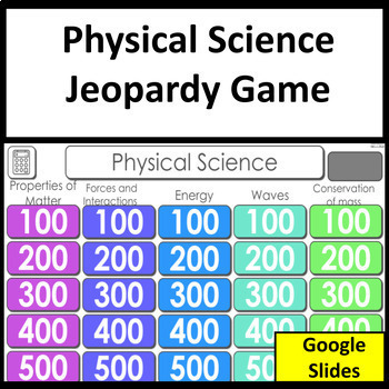 Preview of Physical Science Review and NGSS Test Prep Jeopardy Style Science Game