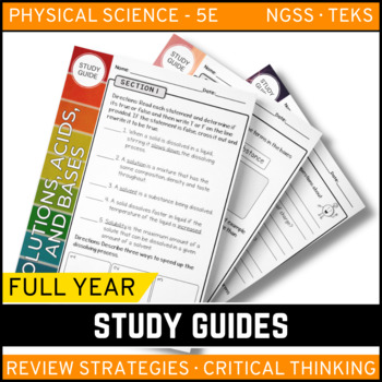 Preview of Physical Science Study Guide Bundle - Review, Sub Plans, Enrichment