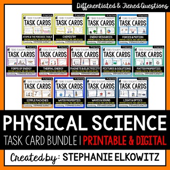 Preview of Physical Science Physics Task Card Bundle | Printable & Digital