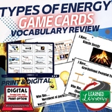 Types of Energy Game Cards, Test Prep, NGSS, Print & Digit