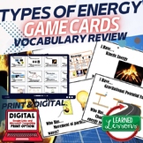 Types of Energy Game Cards, Test Prep, Physical Science Vo