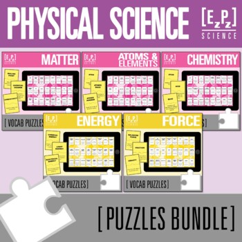 Preview of Physical Science Vocabulary Activity Bundle | Digital and Print Science Puzzles