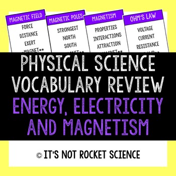 Preview of Physical Science Vocabulary Review Game - Energy, Electricity and Magnets