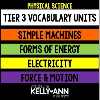 Preview of Force and Motion, Simple Machines, Energy, & Electricity Vocabulary BUNDLE