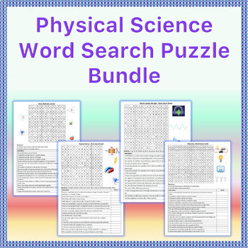Preview of Physical Science - Word Search Puzzle Worksheets Bundle (No Prep Printables)