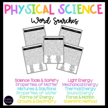 Preview of Physical Science Word Searches - Growing Bundle