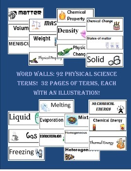 Preview of Physical Science Word Wall: 92 Key Terms!