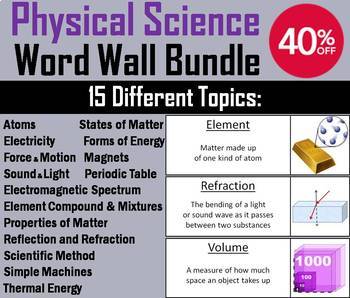 Preview of Physical Science Word Wall Bundle: Energy, Matter, Scientific Method, Waves etc.