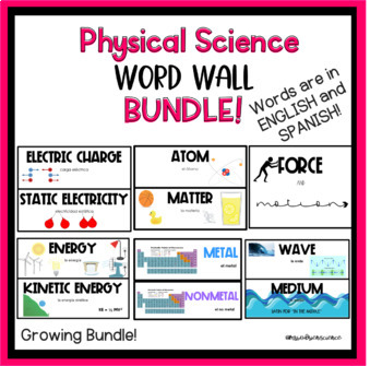 Preview of Physical Science Word Wall (English/Spanish)