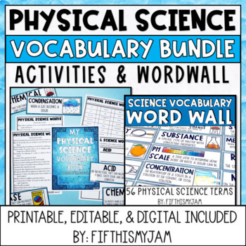 Preview of Physical Science Word Wall and Vocabulary Activities | Digital Included