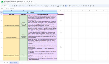 Preview of Physical Science Year at a Glance