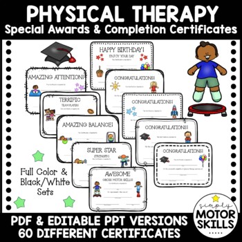 Preview of Physical Therapy - Awards & Certificates - Grad - Write on PDF, Type in PPT