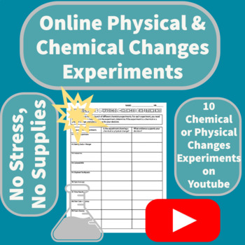 Preview of No Prep Online Physical & Chemical Changes Experiments Assignment