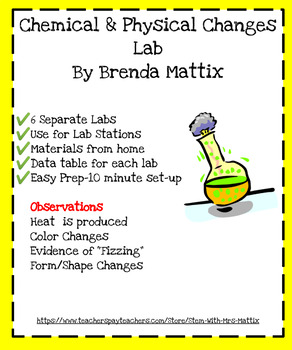 Physical Vs. Chemical Change Chart by STEM with Mrs Mattix | TpT