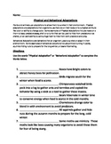 Physical and Behavioral Adaptations Quiz