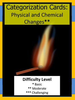 Preview of Physical and Chemical Change Categorization Cards (Card Sort)