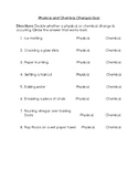 Physical and Chemical Change Quiz