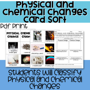 Preview of Physical and Chemical Changes Card Sort