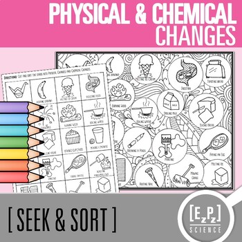 Preview of Physical and Chemical Changes Card Sort Activity | Seek and Sort Science Doodle