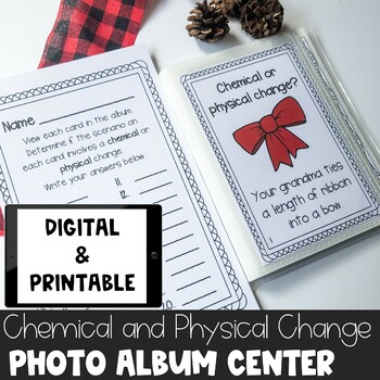 Preview of Physical and Chemical Changes Christmas Science Activity - Digital and Print