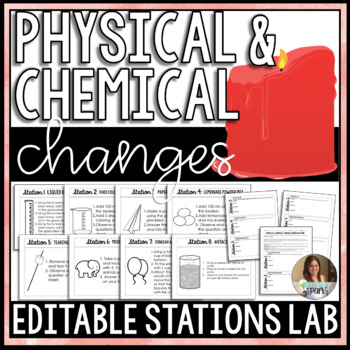 Preview of Physical and Chemical Changes Editable CER Stations Lab
