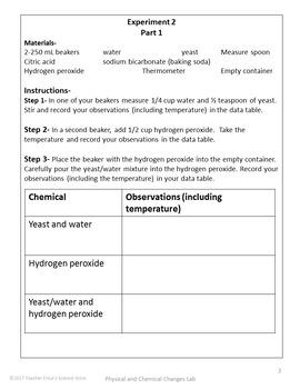 physical and chemical change lab report