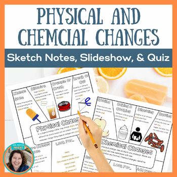 Preview of Physical and Chemical Changes of Matter Sketch Notes, Slideshow, CER, & Quiz