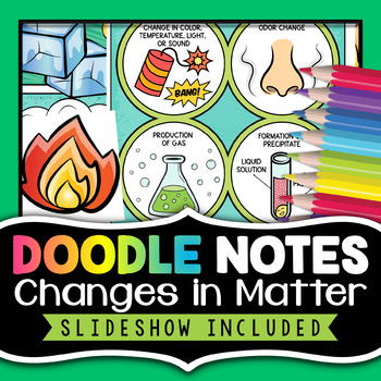 Preview of Physical and Chemical Changes in Matter Doodle Notes | PowerPoint | Worksheet