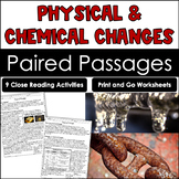 Physical and Chemical Changes to Matter Reading Comprehens