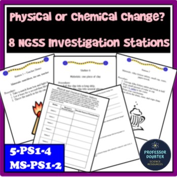 Preview of Physical Chemical Changes Lab Stations NGSS 5-PS1-4 MS-PS1-2 TEKS 6.5C 7.6.A