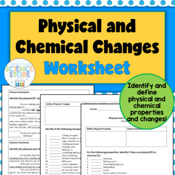 Preview of Physical and Chemical Properties and Changes Worksheet