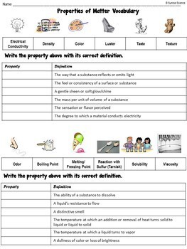 Physical and Chemical Properties of Matter Activity Distance Learning