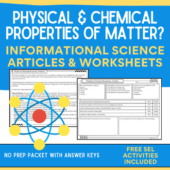 Preview of Physical and Chemical Properties of Matter: Informational Reading & Worksheets