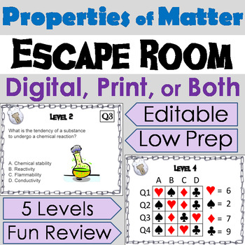 Preview of Physical & Chemical Properties of Matter Activity: Breakout Escape Room Science