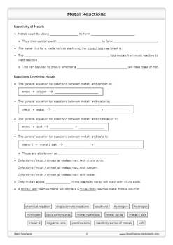 Physical and Chemical Properties of Metals [Worksheet Bundle] | TpT