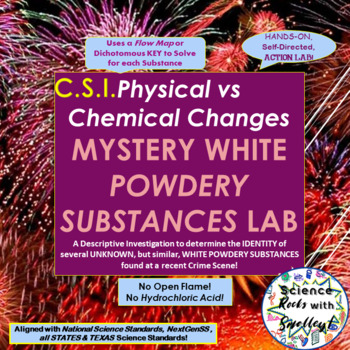 Preview of Physical vs Chemical CHANGES- C.S.I. Mystery White Powdery Substances LAB